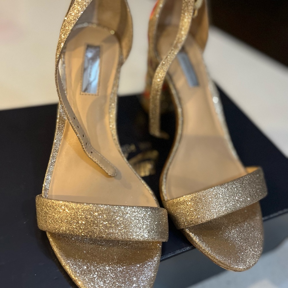 INC Gold shimmer heel sandal